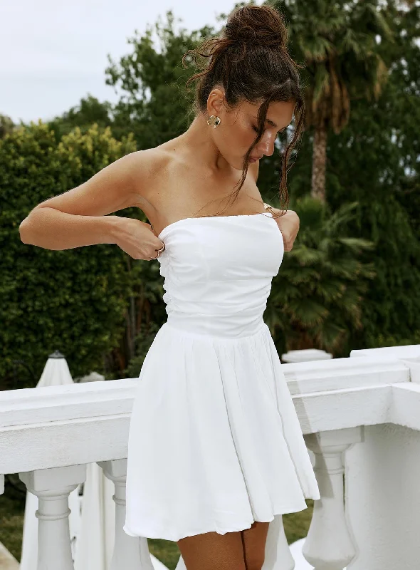 Party dresses with unique accessories and embellishments for special occasions and events to stand out and shine -Rashida Strapless Mini Dress White Party dresses with unique accessories and embellishments for special occasions and events to stand out and shine -Rashida Strapless Mini Dress White
