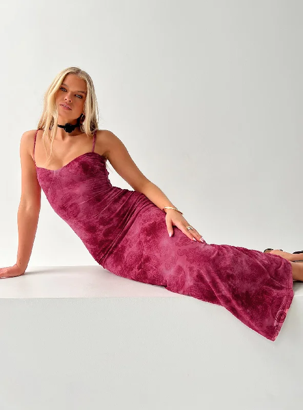 Prom dresses with personalized initials -Orla Paisley Maxi Dress Burgundy