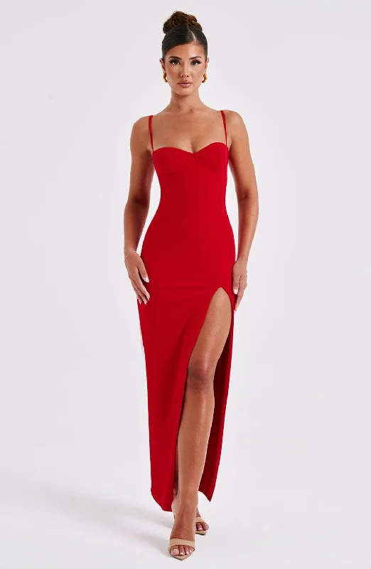 Prom dresses for autumn with warm, earthy tones and textures for a cozy and inviting feel -Asteria Maxi Dress - Red Prom dresses for autumn with warm, earthy tones and textures for a cozy and inviting feel -Asteria Maxi Dress - Red