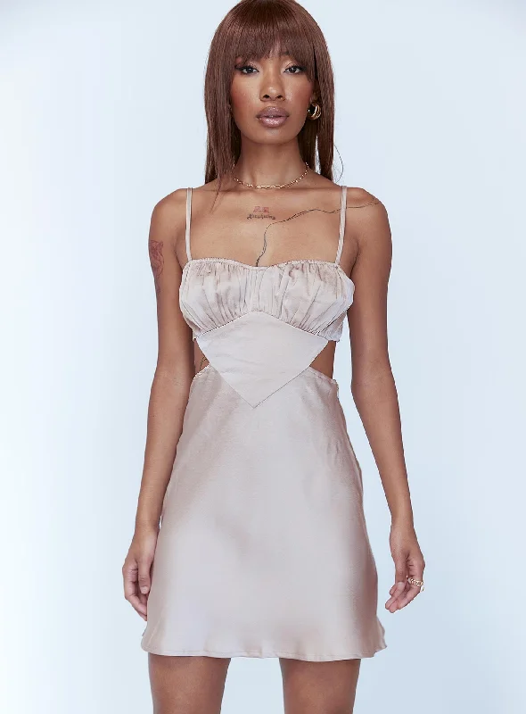 Formal birthday dresses with sophisticated designs and luxurious fabrics for formal galas and high-end events -Jensen Mini Dress Beige Formal birthday dresses with sophisticated designs and luxurious fabrics for formal galas and high-end events -Jensen Mini Dress Beige