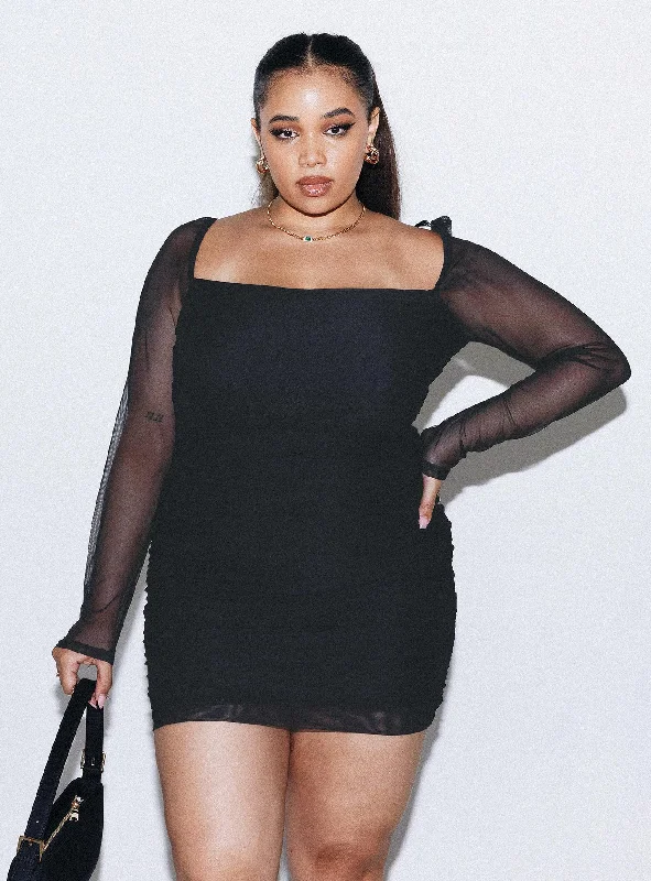 Corset dresses for formal events with bright colors and metallic accents for a modern and trendy style -Charvi Long Sleeve Mini Dress Black Curve Corset dresses for formal events with bright colors and metallic accents for a modern and trendy style -Charvi Long Sleeve Mini Dress Black Curve