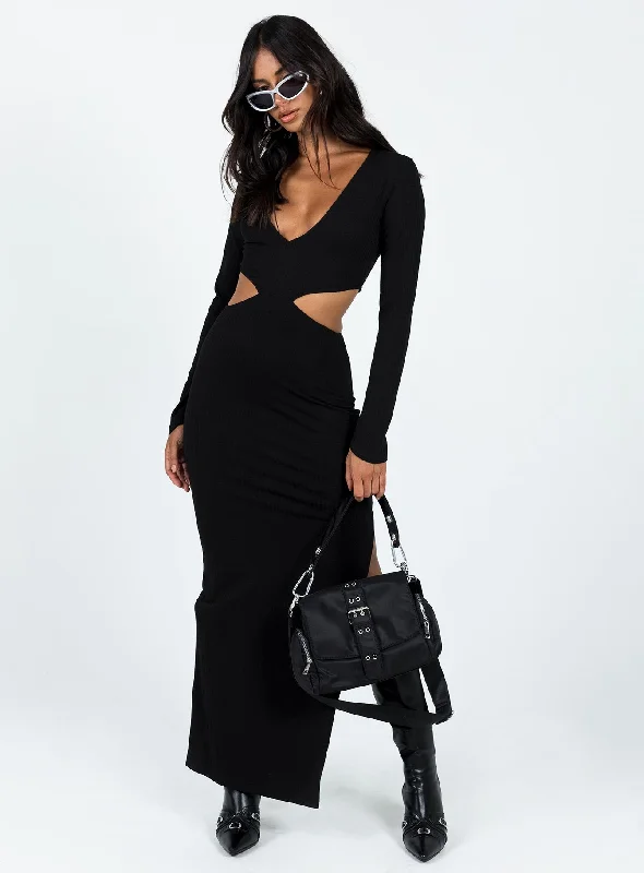Party dresses with smart health monitoring features -Ayda Maxi Dress Black