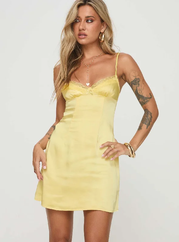 Formal party dresses for formal galas with unique cultural influences and traditional styles for heritage -Dale Mini Dress Lemon