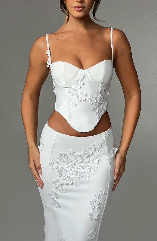 Mermaid wedding dresses with satin and sequins -Dalary Top - White