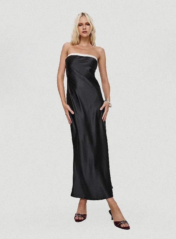 Party dresses for summer with sun protection -Phillipa Strapless Maxi Dress Black