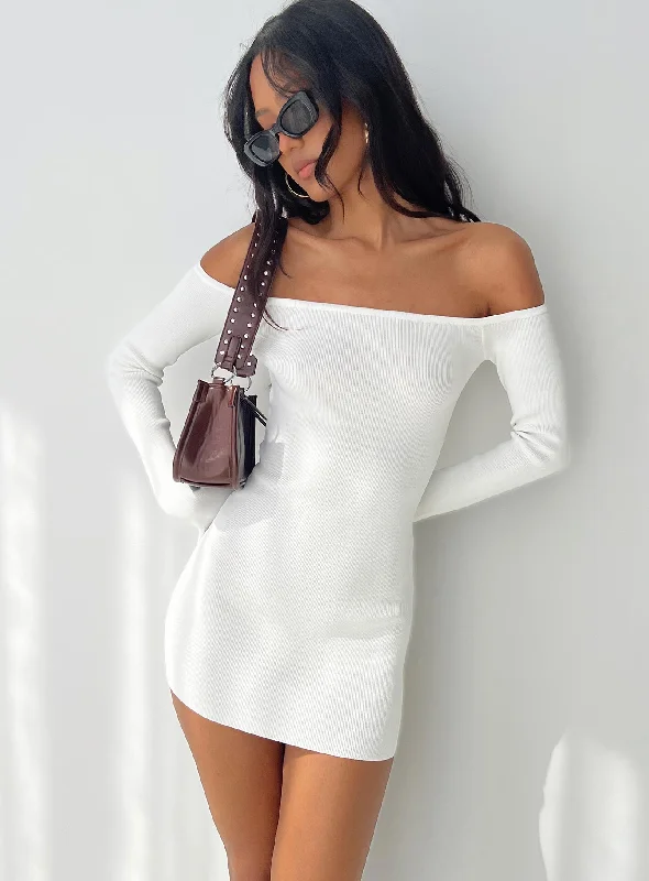 Birthday dresses with convertible necklines and sleeves for versatility and styling flexibility -Parisa Long Sleeve Mini Dress White Birthday dresses with convertible necklines and sleeves for versatility and styling flexibility -Parisa Long Sleeve Mini Dress White