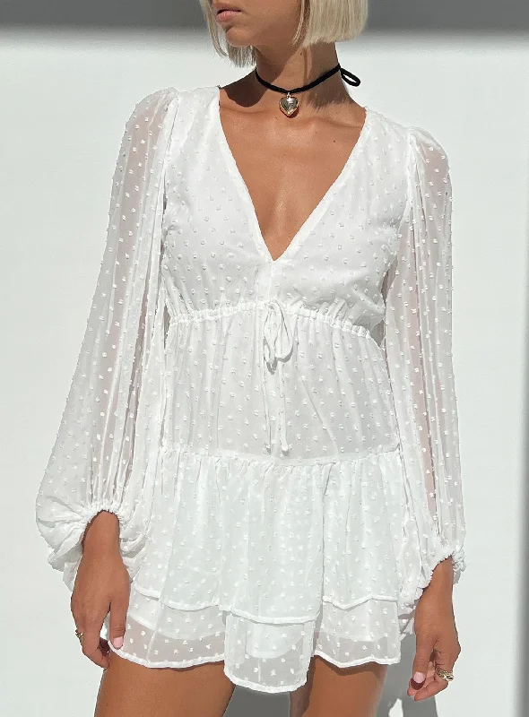 Formal party dresses for formal events with classic silhouettes and vintage-inspired accessories for a classic look -Dialla Long Sleeve Mini Dress White Formal party dresses for formal events with classic silhouettes and vintage-inspired accessories for a classic look -Dialla Long Sleeve Mini Dress White