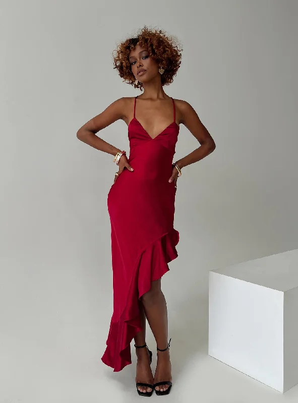 Party dresses for formal events with smart temperature regulation and comfort for optimal relaxation and well-being -Casen Maxi Dress Red Party dresses for formal events with smart temperature regulation and comfort for optimal relaxation and well-being -Casen Maxi Dress Red
