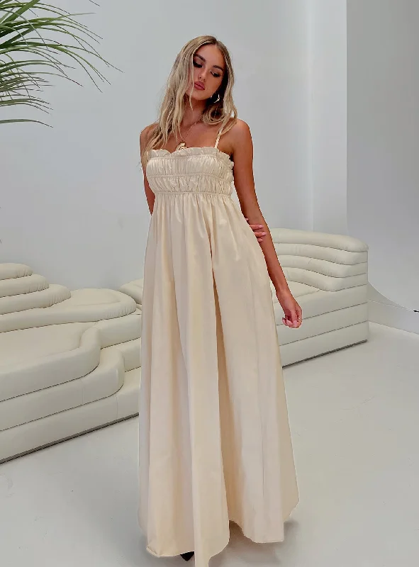 Party dresses for summer with breathable and cooling fabrics -Love All Around Maxi Dress Cream Party dresses for summer with breathable and cooling fabrics -Love All Around Maxi Dress Cream