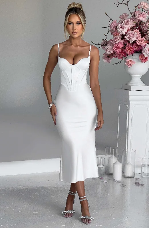 Formal party dresses with luxurious fabrics and sophisticated designs for formal events and high-end galas -Farrah Midi Dress - Ivory Formal party dresses with luxurious fabrics and sophisticated designs for formal events and high-end galas -Farrah Midi Dress - Ivory