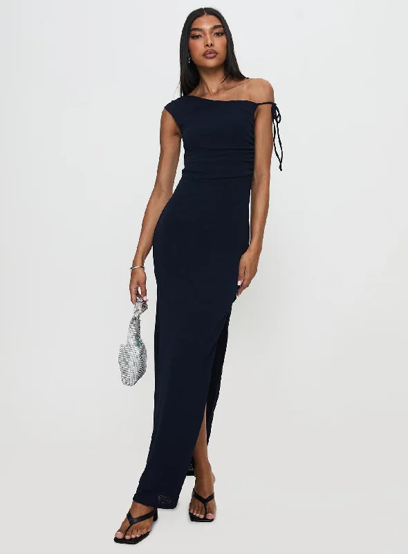 Formal dresses for formal events with elegant silhouettes and vintage-inspired styles for a timeless look -Paislee Asymmetrical Maxi Dress Navy