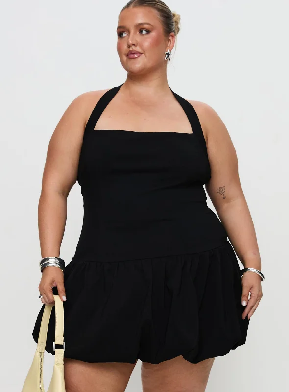 Party dresses with unique cultural influences and traditional styles -Gigli Bubble Hem Mini Dress Black Curve