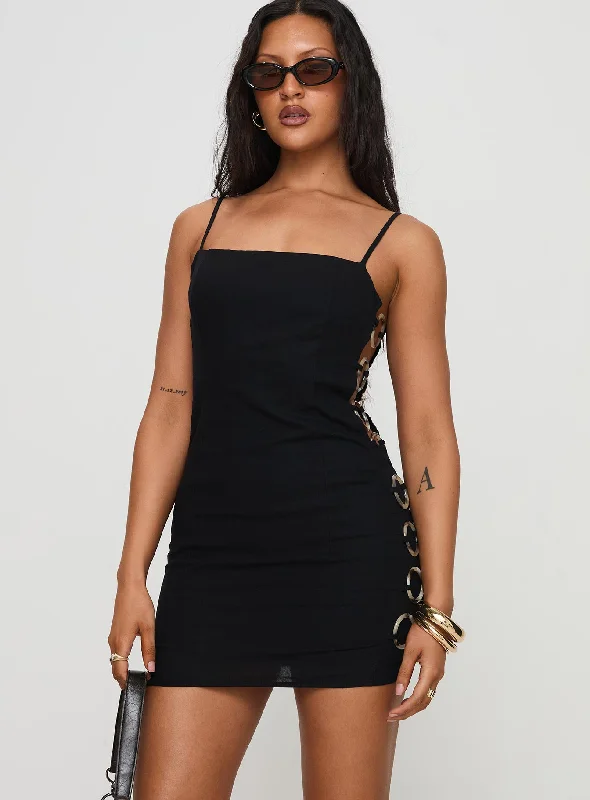 Birthday dresses for formal events with bold, vibrant colors and metallic accents -Granada Mini Dress Black Birthday dresses for formal events with bold, vibrant colors and metallic accents -Granada Mini Dress Black