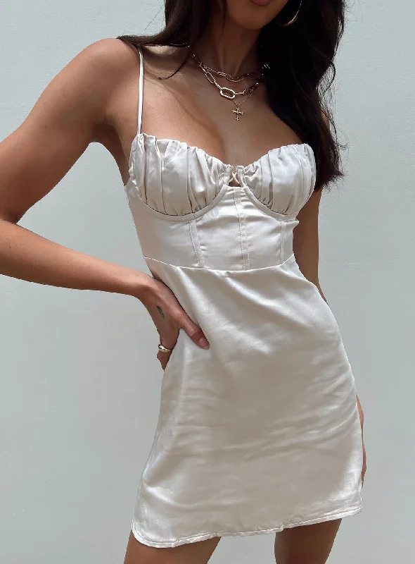 Birthday dresses for formal events with convertible sleeves and necklines for flexibility and style versatility -Elona Mini Dress Champagne Birthday dresses for formal events with convertible sleeves and necklines for flexibility and style versatility -Elona Mini Dress Champagne