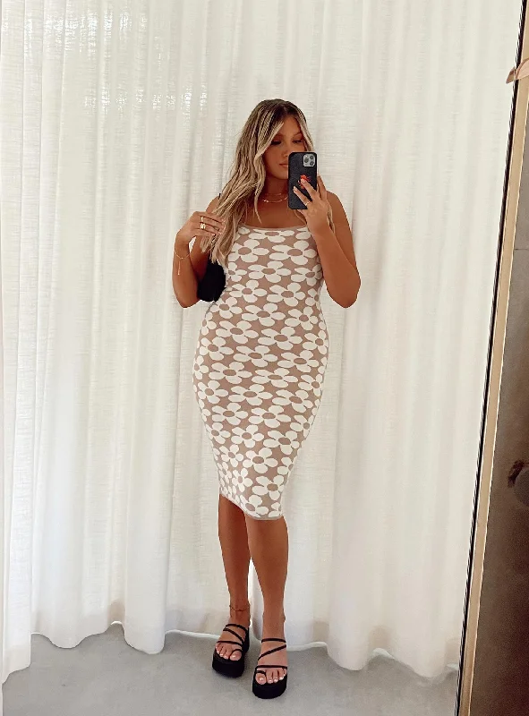Corset dresses for formal events with convertible sleeves -Angelina Midi Dress Beige / White Corset dresses for formal events with convertible sleeves -Angelina Midi Dress Beige / White