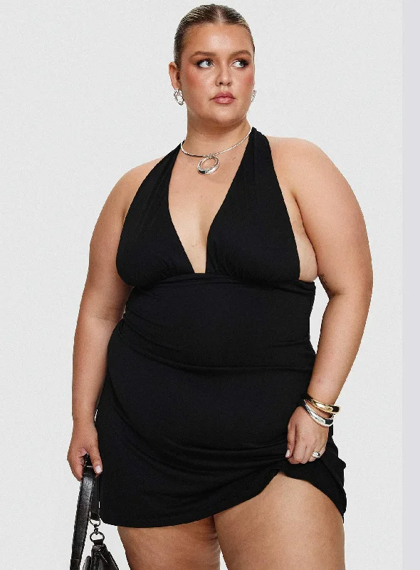 Formal birthday dresses for formal events with classic silhouettes -Tinisie Halter Mini Dress Black Curve Formal birthday dresses for formal events with classic silhouettes -Tinisie Halter Mini Dress Black Curve