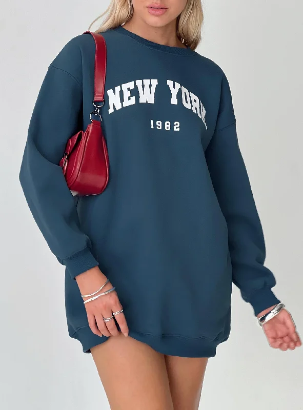 Formal party dresses for formal events with classic silhouettes -New York Minute Mini Sweatshirt Dress Navy Formal party dresses for formal events with classic silhouettes -New York Minute Mini Sweatshirt Dress Navy