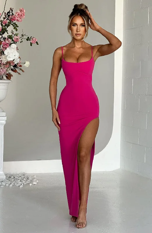 Party dresses with unique accessories and embellishments for special occasions and events to stand out and shine -Tiarne Maxi Dress - Hot Pink Party dresses with unique accessories and embellishments for special occasions and events to stand out and shine -Tiarne Maxi Dress - Hot Pink