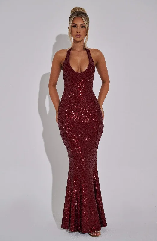 Prom dresses with corset-style bodices -Odette Maxi Dress - Wine