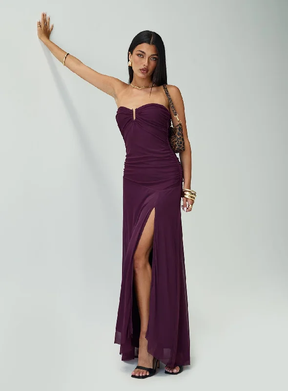 Formal dresses for winter formal events -Barbarella Strapless Maxi Dress Purple