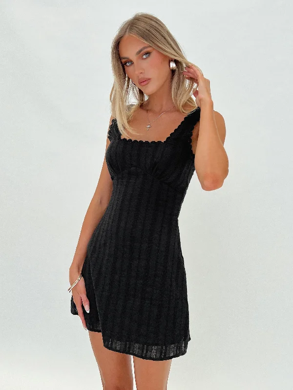 Party dresses for formal events with sleeves -Dasha Mini Dress Black