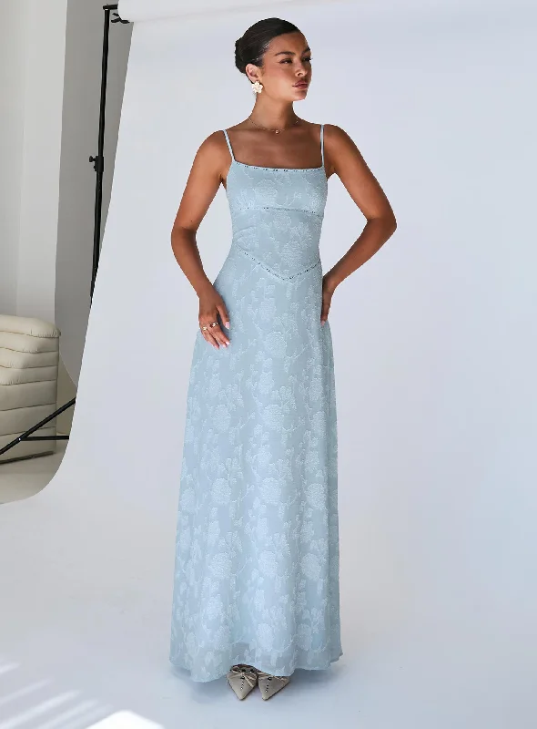 Prom dresses with sleeves for modest style -South Of France Maxi Dress Blue
