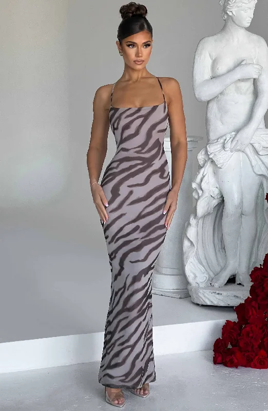 Party dresses for formal events with pastel colors and floral patterns for a fresh and youthful appearance -Nessa Maxi Dress - Zebra Print Party dresses for formal events with pastel colors and floral patterns for a fresh and youthful appearance -Nessa Maxi Dress - Zebra Print