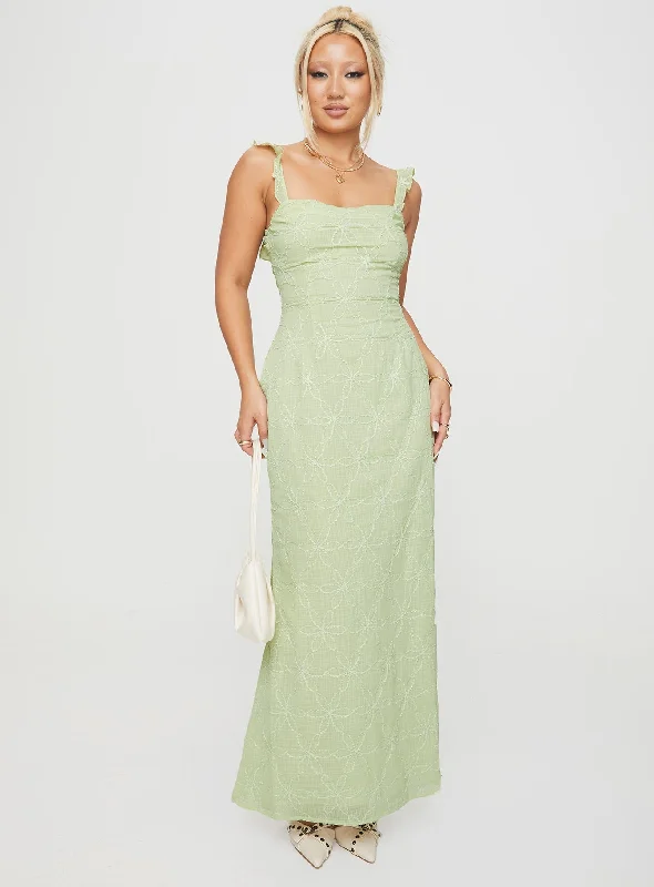 Party dresses for formal events with bright colors and metallic accents for a modern and trendy style -Burner Maxi Dress Green Party dresses for formal events with bright colors and metallic accents for a modern and trendy style -Burner Maxi Dress Green