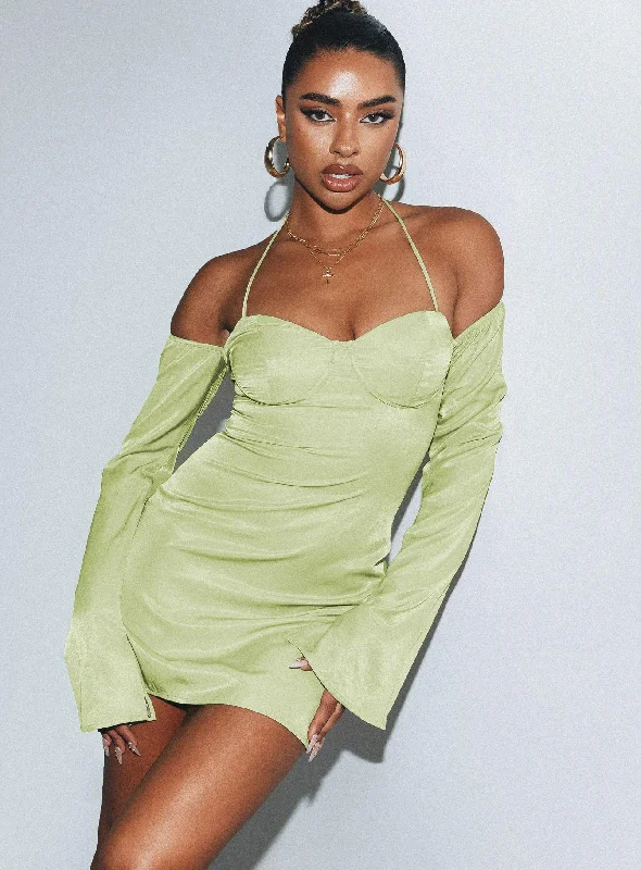 Party dresses with detachable trains -Tamarose Mini Dress Green