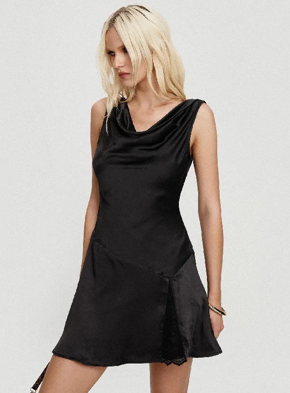 Prom dresses with unique embroidery designs -Old Money Mini Dress Black