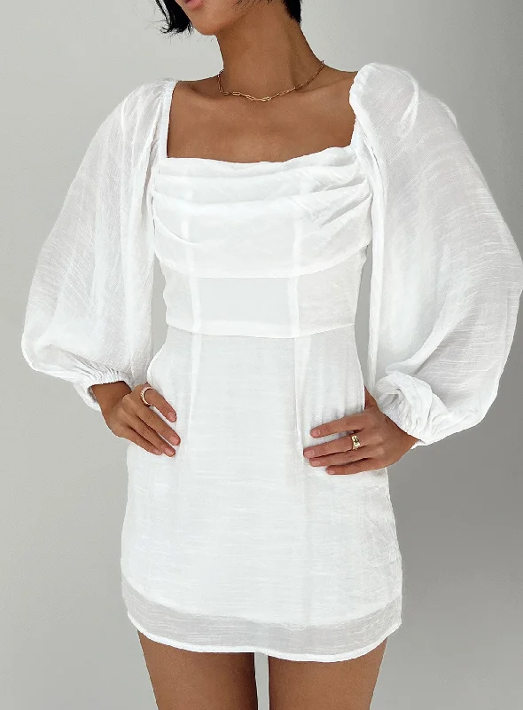 Party dresses with metallic colors and sequins for formal parties and special occasions to dazzle and impress -Warra Mini Dress White Party dresses with metallic colors and sequins for formal parties and special occasions to dazzle and impress -Warra Mini Dress White