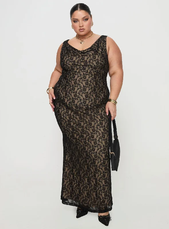 Birthday dresses for formal events with bold, vibrant colors and metallic accents for a modern and trendy style -Romani Lace Maxi Dress Black Curve Birthday dresses for formal events with bold, vibrant colors and metallic accents for a modern and trendy style -Romani Lace Maxi Dress Black Curve