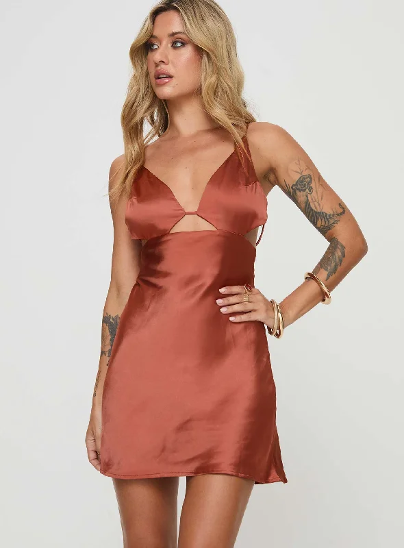 Party dresses for formal events with elegant silhouettes and vintage-inspired styles for a timeless and refined look -Alexo Mini Dress Rust Party dresses for formal events with elegant silhouettes and vintage-inspired styles for a timeless and refined look -Alexo Mini Dress Rust