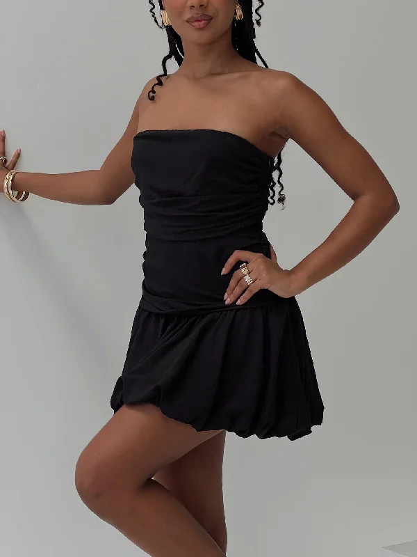 Formal dresses for formal events with pastel colors and floral patterns for a fresh and youthful appearance -Glamour Girl Strapless Bubble Hem Mini Dress Black Formal dresses for formal events with pastel colors and floral patterns for a fresh and youthful appearance -Glamour Girl Strapless Bubble Hem Mini Dress Black