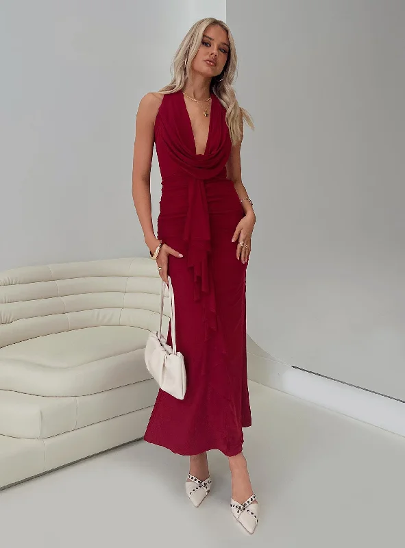 Formal birthday dresses with luxurious fabrics and sophisticated designs for formal events and galas -Corzetti Maxi Dress Burgundy Formal birthday dresses with luxurious fabrics and sophisticated designs for formal events and galas -Corzetti Maxi Dress Burgundy