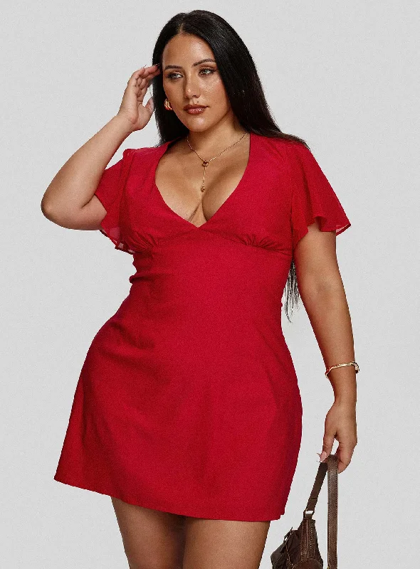 Party dresses with sustainable materials and innovative designs -Florie Corset Mini Dress Red Curve