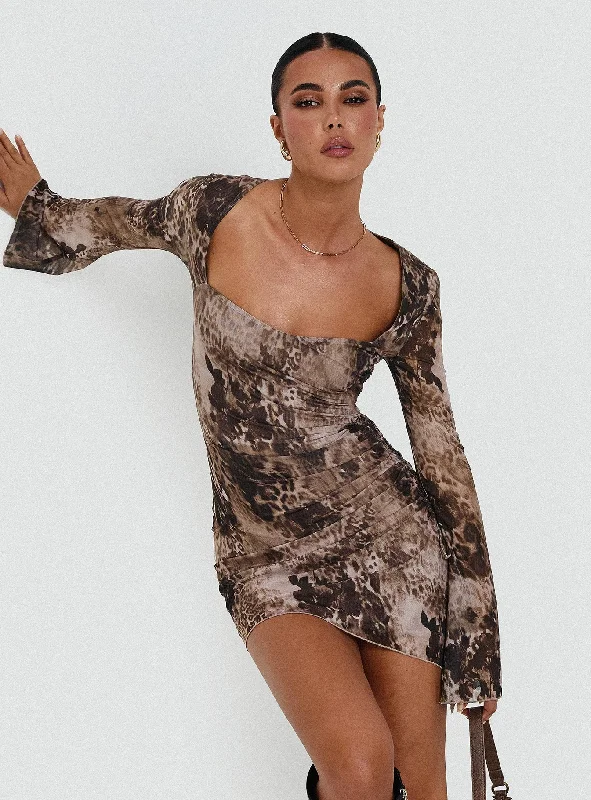Prom dresses for formal events with sophisticated styles and luxurious fabrics for elegance -Suareza Long Sleeve Mini Dress Leopard Prom dresses for formal events with sophisticated styles and luxurious fabrics for elegance -Suareza Long Sleeve Mini Dress Leopard