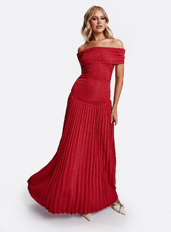 Prom dresses with unique cultural influences and traditional styles for heritage -Field Of Dreams Maxi Dress Crimson Prom dresses with unique cultural influences and traditional styles for heritage -Field Of Dreams Maxi Dress Crimson