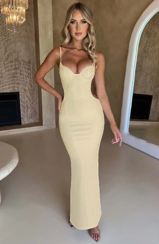 Prom dresses with detachable trains and sleeves for versatility and flexibility -Celine Maxi Dress - Lemon Prom dresses with detachable trains and sleeves for versatility and flexibility -Celine Maxi Dress - Lemon