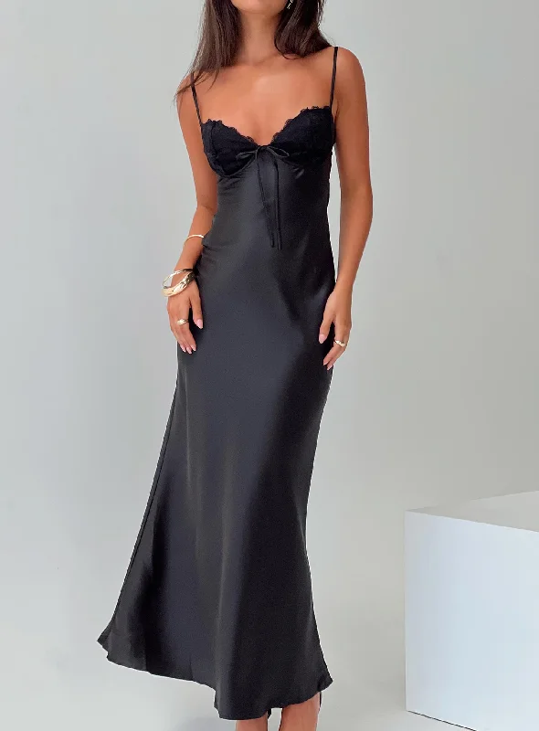 Prom dresses for winter with warm fabrics -Fadyen Bias Cut Maxi Dress Black Tall