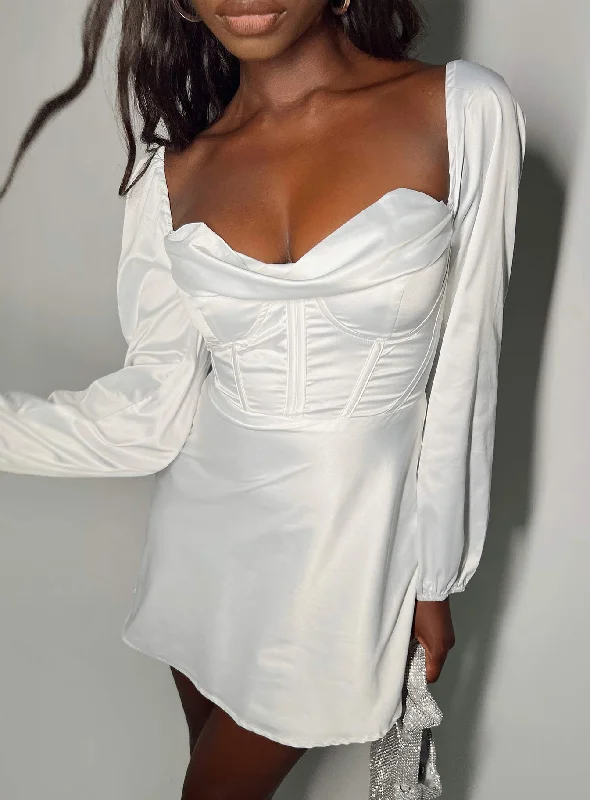 Corset dresses with metallic accents and glitter for parties and celebrations to shine and impress -Spotlight Long Sleeve Mini Dress