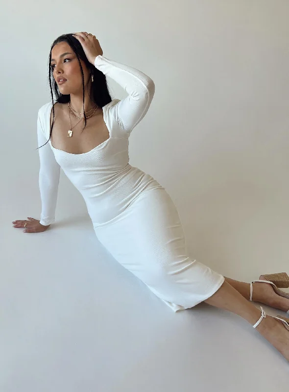 Corset dresses for summer with breathable fabrics -Nolan Midi Dress White