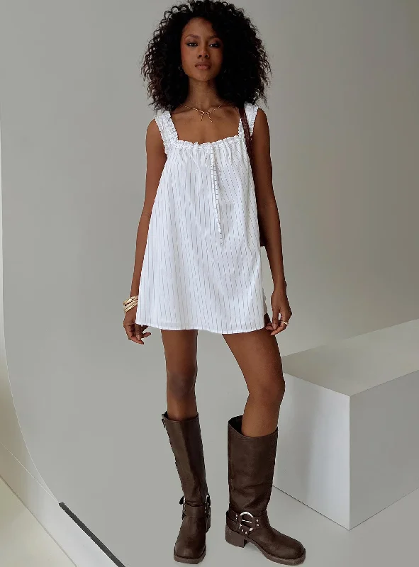Convertible graduation dresses with removable train details- -Swing Mini Dress Stripe Convertible graduation dresses with removable train details- -Swing Mini Dress Stripe