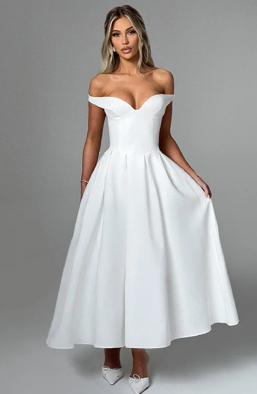 Prom dresses with sleeves for modest style -Lanetta Midi Dress - Ivory