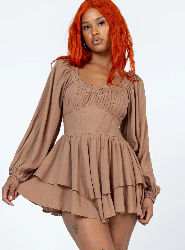 Mermaid corset dresses for weddings -Arley Romper Brown