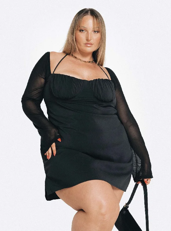 Birthday dresses with eco-friendly packaging -Dyer Sheer Sleeve Mini Dress Black Curve Birthday dresses with eco-friendly packaging -Dyer Sheer Sleeve Mini Dress Black Curve