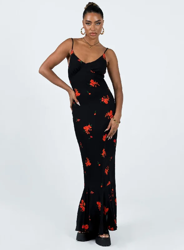 Birthday dresses for special occasions with personalized messages and quotes for a personal and meaningful touch -Lucan Maxi Dress Black / Red Birthday dresses for special occasions with personalized messages and quotes for a personal and meaningful touch -Lucan Maxi Dress Black / Red