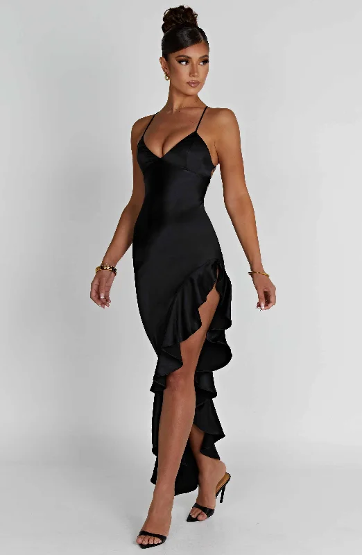 Party dresses with metallic accents and glitter for parties and celebrations to shine -Flora Midi Dress - Black Party dresses with metallic accents and glitter for parties and celebrations to shine -Flora Midi Dress - Black