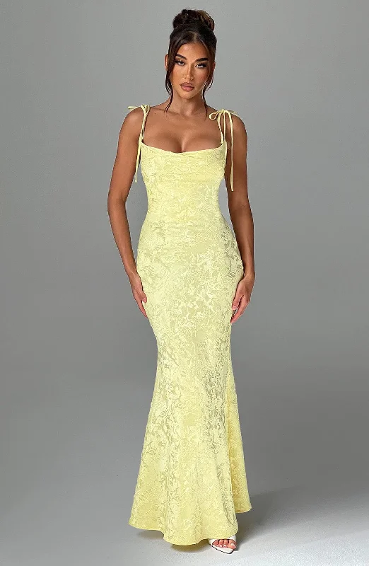 Cultural attire guidelines for multicultural wedding guests- -Whitney Maxi Dress - Lemon