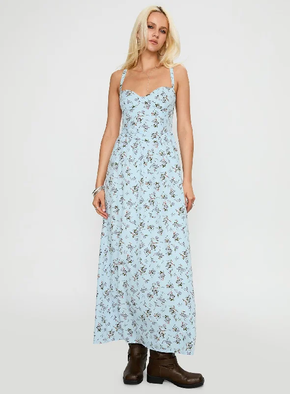 Flowy dresses for relaxed, easygoing spring picnics - -Flowy dresses for formal events with convertible sleeves and necklines for flexibility -Izebella Maxi Dress Blue Floral Flowy dresses for relaxed, easygoing spring picnics - -Flowy dresses for formal events with convertible sleeves and necklines for flexibility -Izebella Maxi Dress Blue Floral